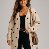 Kaunis Pitkä Neulecardigan - Sydänyksityiskohta - Mukava & Tyylikäs - EmiyoSuomi - Neuleet