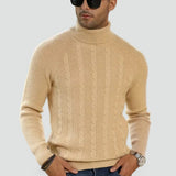 Miesten kaaperineule lyhyt kaulus ribbireunat beige