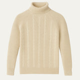 Miesten kaaperineule lyhyt kaulus ribbireunat beige