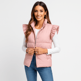 Liivi - Korkea kaulus - Kaksoispainonapit - Hihansuut frillalla - EmiyoSuomi - Naisten liivi