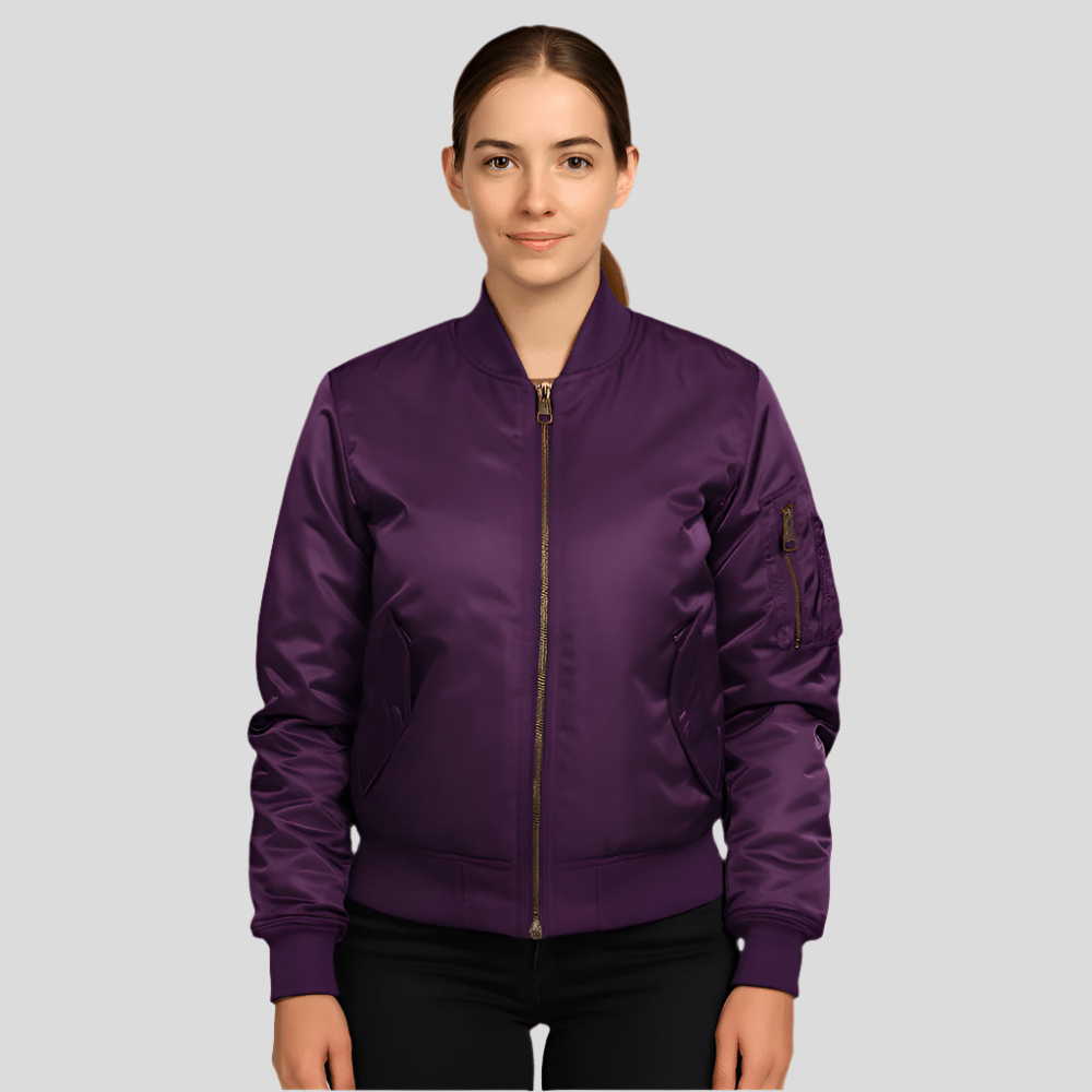 MA - 1 Pilotitakki naisille - Klassinen muotoilu - Ribbireunus - EmiyoSuomi - Bomberjacket - Nainen