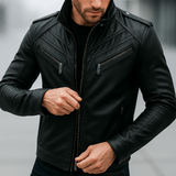 Miesten biker - tyylinen takki – useita taskuja – kestävä suunnittelu - EmiyoSuomi - Takit - Miehet