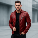 Miesten biker - tyylinen takki – useita taskuja – kestävä suunnittelu - EmiyoSuomi - Takit - Miehet