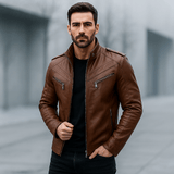 Miesten biker - tyylinen takki – useita taskuja – kestävä suunnittelu - EmiyoSuomi - Takit - Miehet