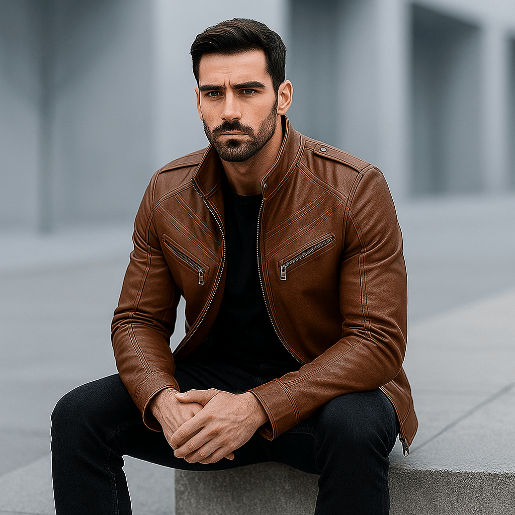 Miesten biker - tyylinen takki – useita taskuja – kestävä suunnittelu - EmiyoSuomi - Takit - Miehet