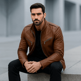 Miesten biker - tyylinen takki – useita taskuja – kestävä suunnittelu - EmiyoSuomi - Takit - Miehet