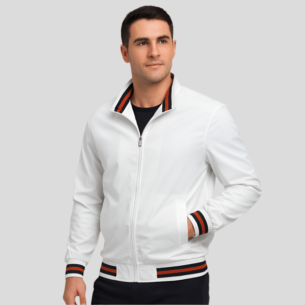 Miesten bomber - takki - raidalliset yksityiskohdat - tyylikäs mukavuus - EmiyoSuomi - Bomberjacket - Mies