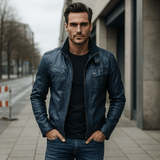 Miesten Casual Nahkatakki – Moottoripyörätyyli – Mukavuus - EmiyoSuomi - Takit - Miehet