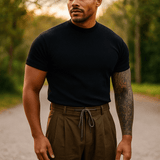 Miesten Fitted Ribbet Neulepaita - Lyhyt Hiha - Hengittävä Stretchkangas - EmiyoSuomi - Villapaita Miehet