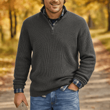 Miesten Half - Zip Neulepaita - Ribbikuvio - Korkea Kaulus - Rentoa Istuvuutta - EmiyoSuomi - Villapaita Miehet