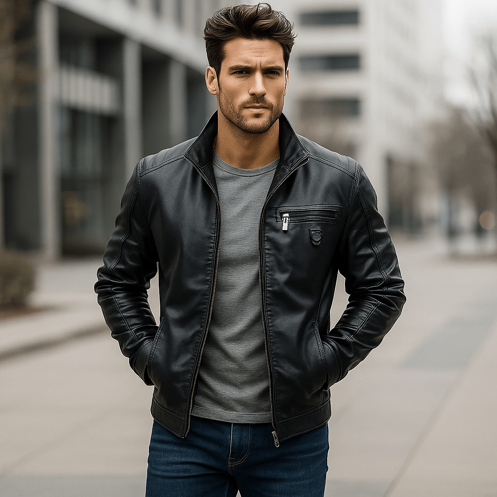 Miesten klassinen biker - takki – ajaton tyyli – kestävä laatu - EmiyoSuomi - Takit - Miehet