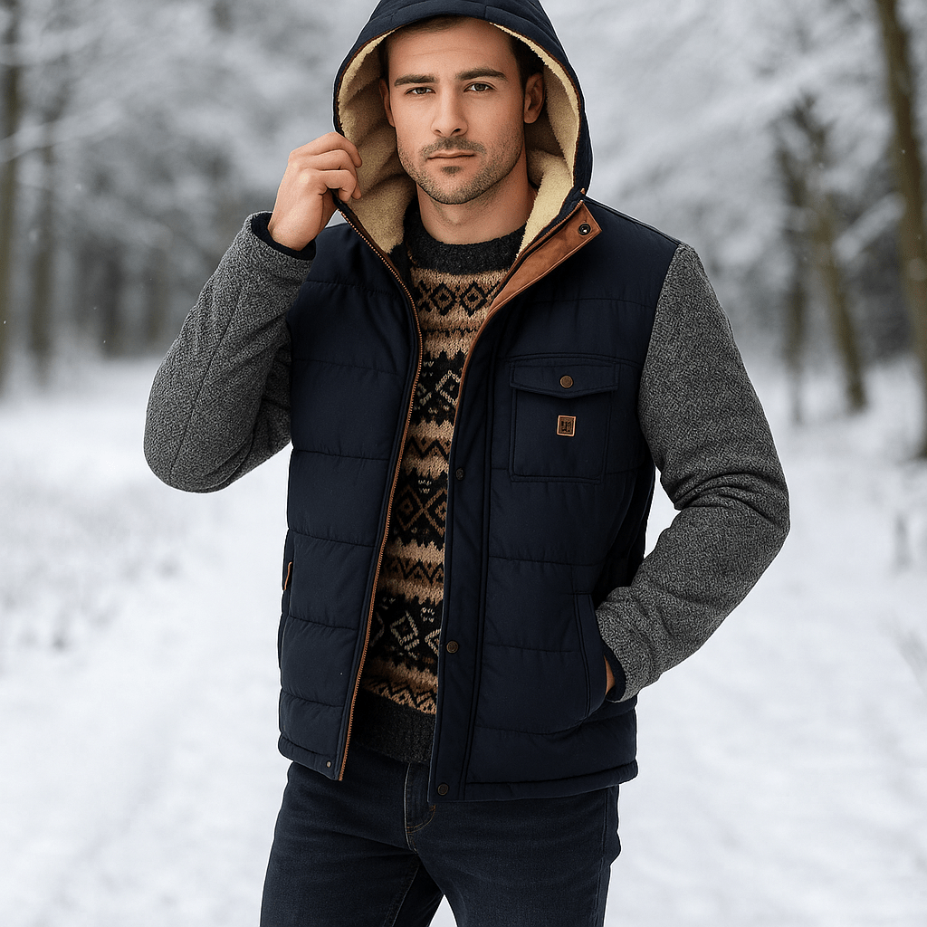 Miesten kylmää kestävä puuvillatakki hupulla - lämmin ja kestävä - EmiyoSuomi - Takit - Miehet