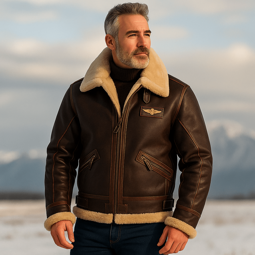 Miesten Lentäjä Keinoturkki Takki - Lämmin - Tyylikäs - Mukava - EmiyoSuomi - Takit - Miehet