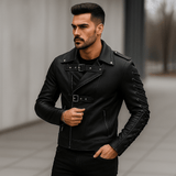 Miesten moottoripyörätakki – naruvedin – solkikiinnitykset – rento tyyli - EmiyoSuomi - Takit - Miehet