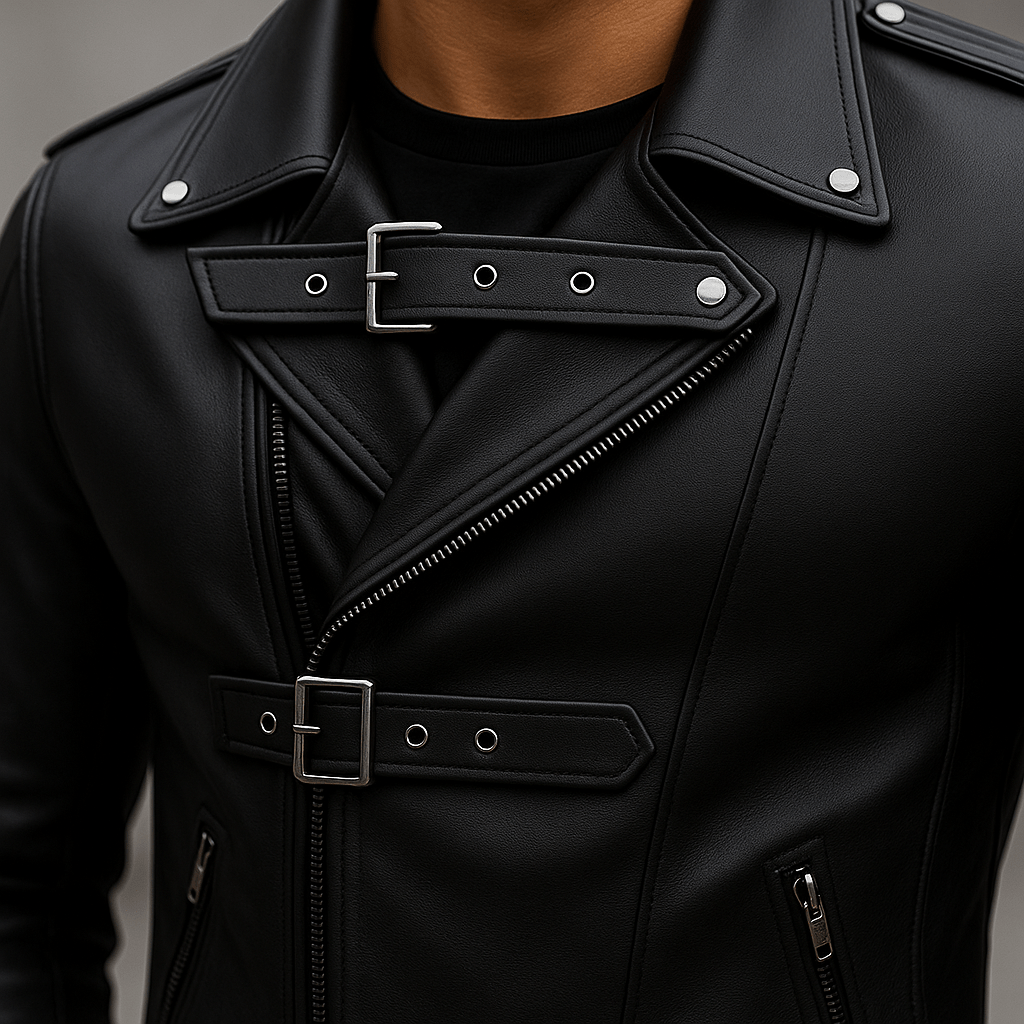 Miesten moottoripyörätakki – naruvedin – solkikiinnitykset – rento tyyli - EmiyoSuomi - Takit - Miehet