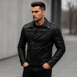 Miesten moottoripyörätakki – naruvedin – solkikiinnitykset – rento tyyli - EmiyoSuomi - Takit - Miehet