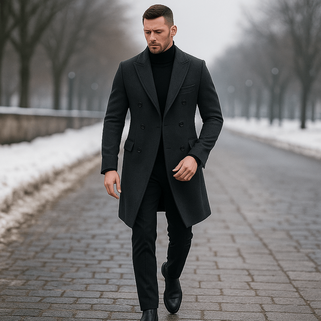 Miesten rento takki - nappikiinnitys - klassinen käänne - mukava tyyli - EmiyoSuomi - Takit - Miehet