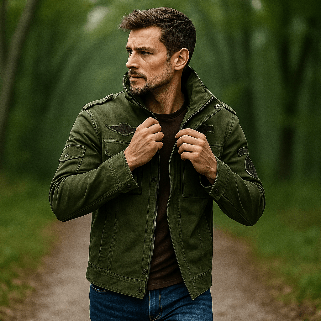 Miesten sotilasstyle takki - pystykaulus - kestävä muotoilu - EmiyoSuomi - Takit - Miehet