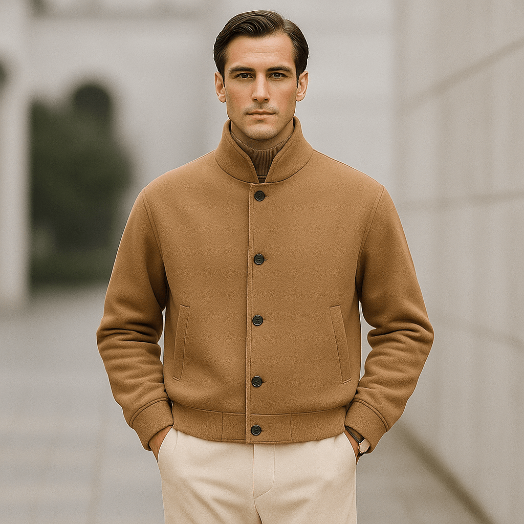 Miesten takki - Rennon istuvuuden - Pehmeä rakenteinen kangas - Korkea kaulus - Napitus - EmiyoSuomi - Takit - Miehet