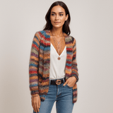 Monivärinen Cashmere Cardigan - Pehmeä Eleganssi - Ylellinen Mukavuus - EmiyoSuomi - Neuleet