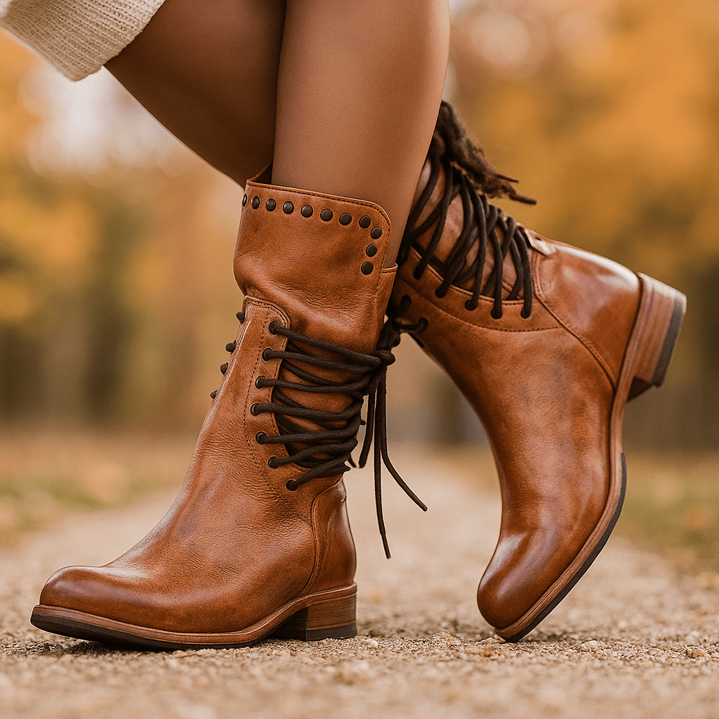 Naisten Chunky Saappaat - Korkealaatuinen Nahka - Kestävä Profiili - EmiyoSuomi - Saappaat Nainen