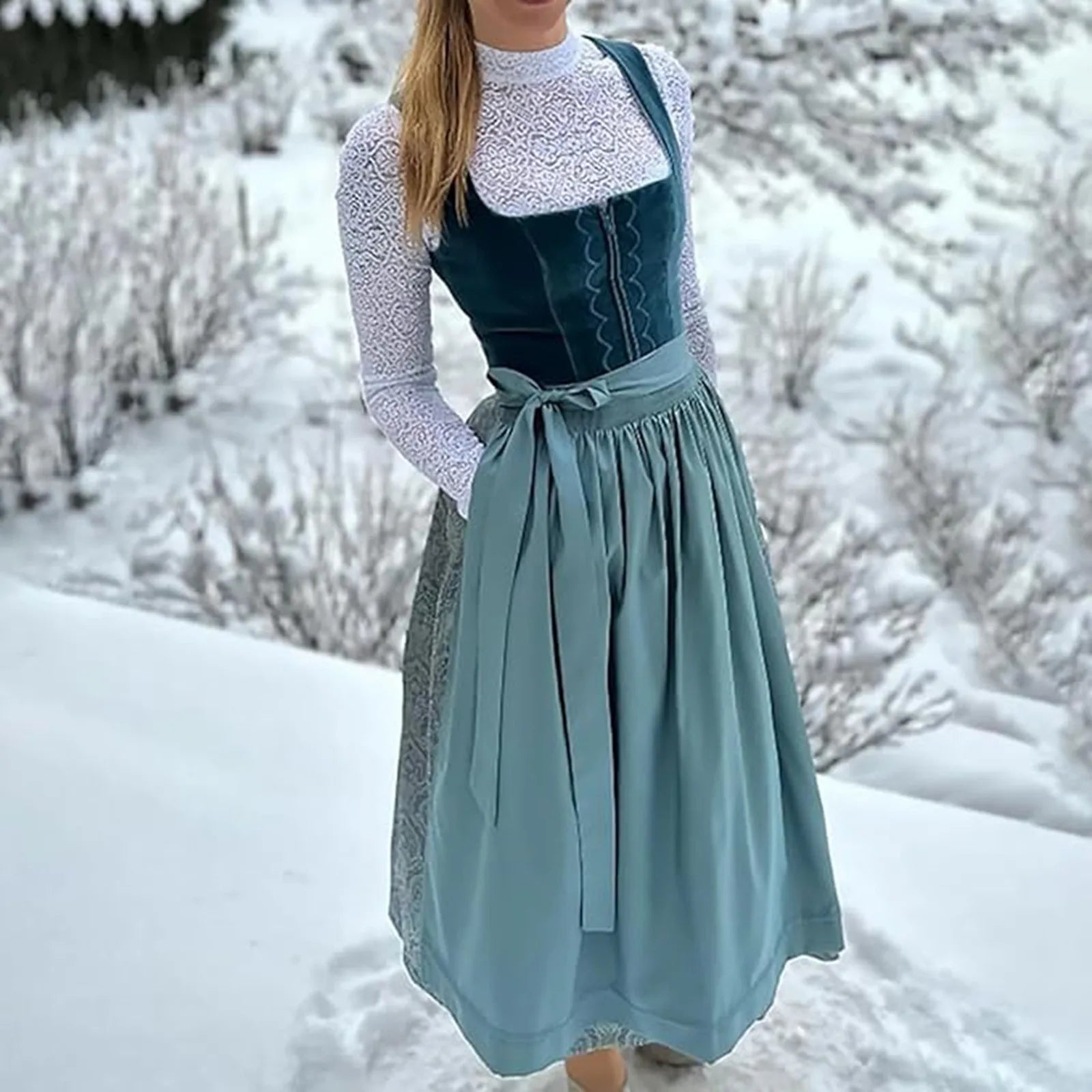Naisten Dirndl Mekko - Kestävä Kangas - Vintage Oktoberfest Trachten - EmiyoSuomi - Oktoberfest - Nainen