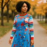 Naisten Halloween Puku Mekko - Pitkähiha - Pelottava Muotoilu - EmiyoSuomi - Halloween