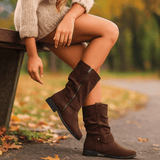 Naisten Keskipitkät Saappaat - Samettipinta - Loivakorko - Rennot Istuvuus - EmiyoSuomi - Saappaat Nainen