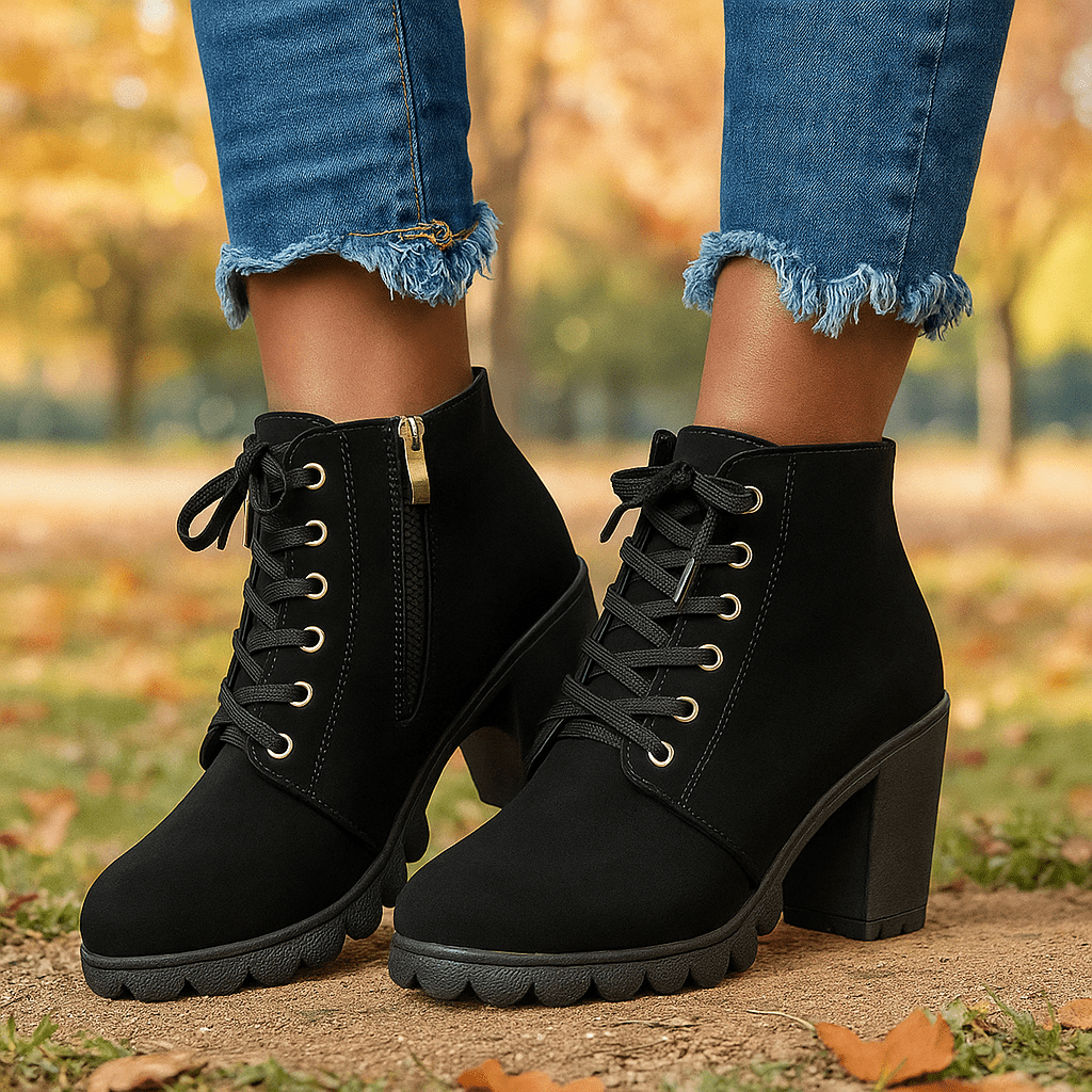 Naisten Korkeakorkoiset Nilkkurit - Nauhakiristys - Tyylikäs Mukavuus - EmiyoSuomi - Saappaat Nainen