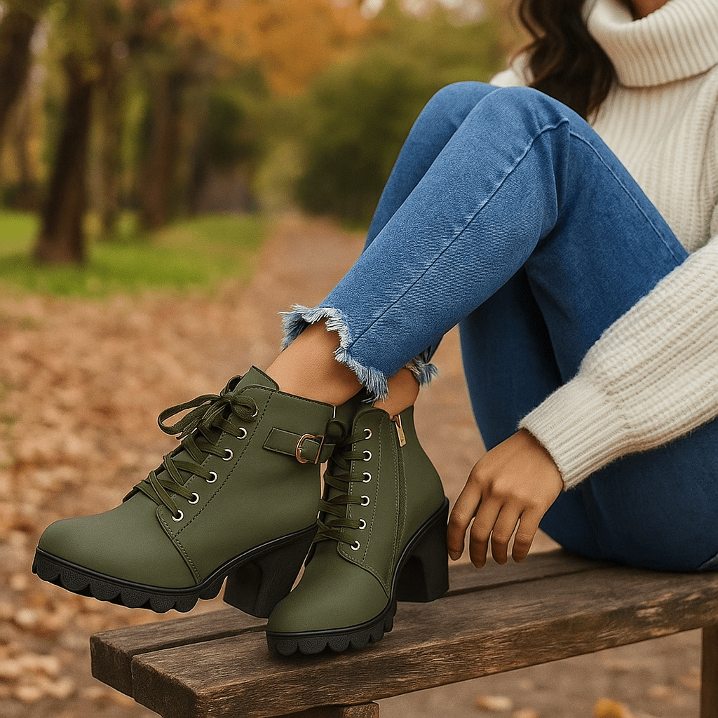 Naisten Korkeakorkoiset Nilkkurit - Nauhakiristys - Tyylikäs Mukavuus - EmiyoSuomi - Saappaat Nainen