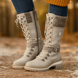 Naisten Mid - Calf Saappaat - Nahkajäljitelmä - Nauhat & Vetoketju - Liukumaton Pohja - EmiyoSuomi - Saappaat Nainen