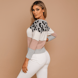 Naisten Neulepusero - Leopardiprintti - Rento Istuvuus - Raidallinen Vapaa - aika - EmiyoSuomi - Neulepusero Nainen