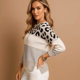 Naisten Neulepusero - Leopardiprintti - Rento Istuvuus - Raidallinen Vapaa - aika - EmiyoSuomi - Neulepusero Nainen