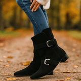 Naisten Nilkkurit - Nappa - Terävä Varvas - Solki Remmi - Matala Kanta - EmiyoSuomi - Saappaat Nainen