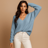 Naisten pehmeä neule - V - pääntie - Mukava ja tyylikäs - EmiyoSuomi - Neulepusero Nainen