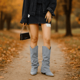 Naisten Polvenkorkuiset Denim Cowboy - saappaat - Tyylikkäät - Mukavat - Kestävät - EmiyoSuomi - Saappaat Nainen