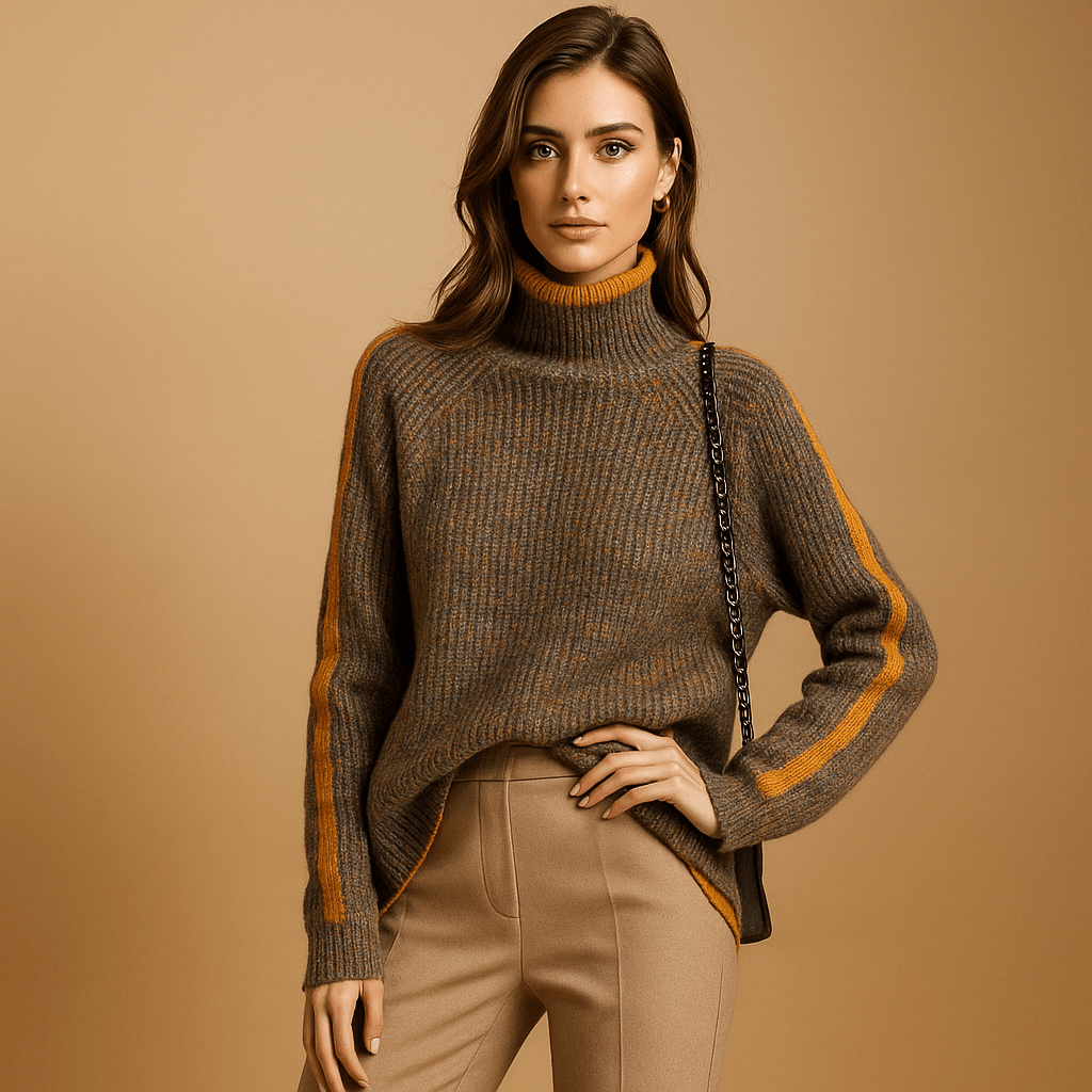 Naisten Pörrökaulusneule - Tyylikäs Talvilämpö - Yliampuva Mukavuus - EmiyoSuomi - Neulepusero Nainen