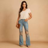 Naisten Rentot Kukka - taskut - Säännölliset Denim - farkut - Mukavuus & Tyyli - EmiyoSuomi - Farkut Naisten