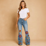 Naisten Rentot Kukka - taskut - Säännölliset Denim - farkut - Mukavuus & Tyyli - EmiyoSuomi - Farkut Naisten