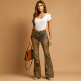 Naisten Rentot Kukka - taskut - Säännölliset Denim - farkut - Mukavuus & Tyyli - EmiyoSuomi - Farkut Naisten