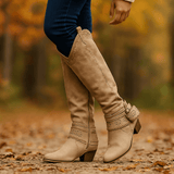 Naisten Saappaat – Samettimainen Viimeistely – Brodeerattu Varsiosa – Solki Koriste - EmiyoSuomi - Saappaat Nainen