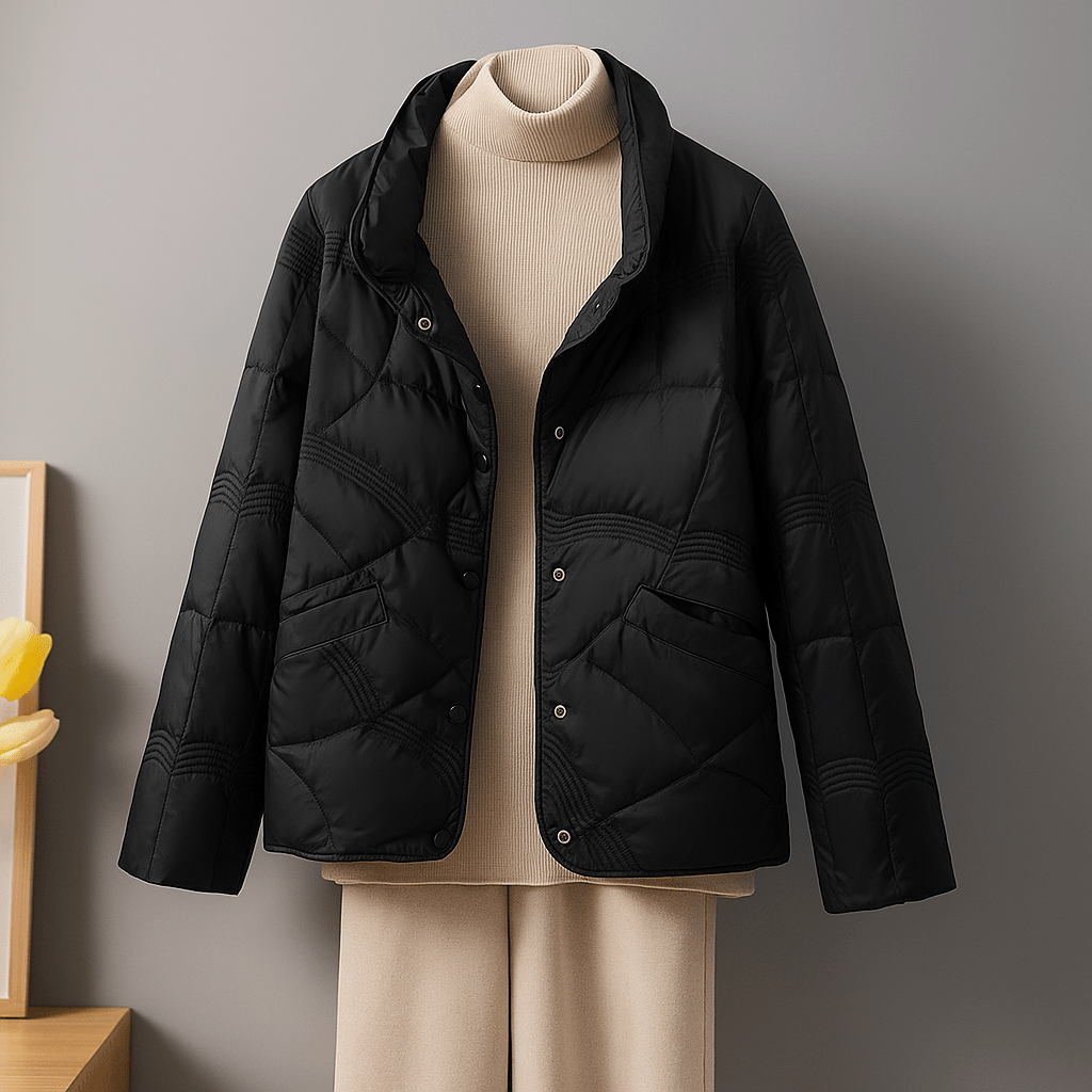 Naisten Untuvatakki - Kevyt Vuorattu - Regular Fit - Pystykaulus - Lantionpituus - EmiyoSuomi - Takki Nainen