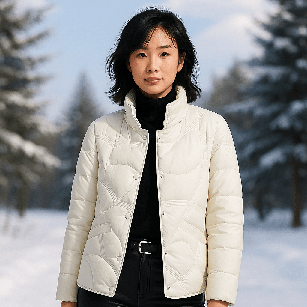 Naisten Untuvatakki - Kevyt Vuorattu - Regular Fit - Pystykaulus - Lantionpituus - EmiyoSuomi - Takki Nainen