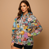 Naisten Värikkäät Hupparit - Uniikit Sarjakuvamotiivit - Laadukas Design - EmiyoSuomi - Neulepusero Nainen