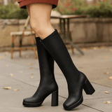 Naisten Yli Polven Saappaat - Chunky Korko - Alustakenkä - Hoikka Kiillotettu Istuvuus - EmiyoSuomi - Saappaat Nainen