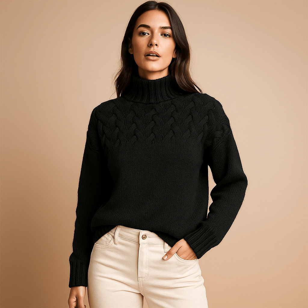 Neulepusero - Korkea kaulus - Pehmeä ja lämmin mukavuus - EmiyoSuomi - Neulepusero Nainen