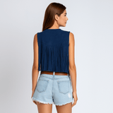 Optimistinen Liivi - Ripsut - Napin Yksityiskohta - Tyylikäs Mukavuus - EmiyoSuomi - Naisten liivi