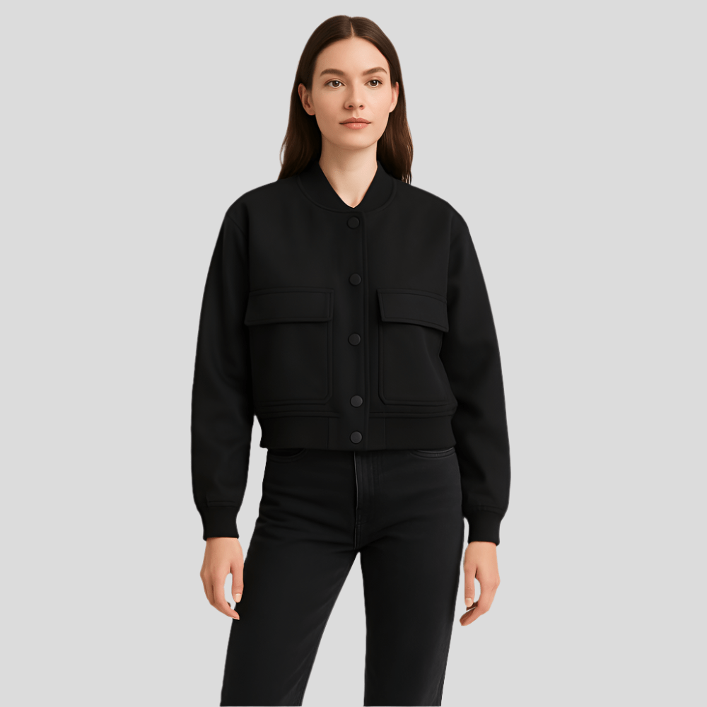 Pehmeä beige pilot jacket naisille - Mukava rento tyyli - EmiyoSuomi - Bomberjacket - Nainen