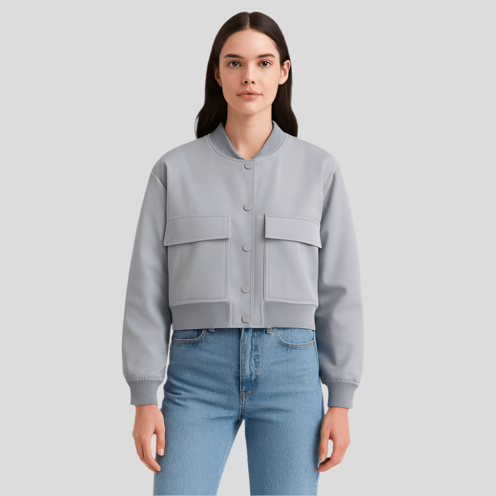 Pehmeä beige pilot jacket naisille - Mukava rento tyyli - EmiyoSuomi - Bomberjacket - Nainen