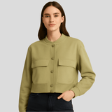 Pehmeä beige pilot jacket naisille - Mukava rento tyyli - EmiyoSuomi - Bomberjacket - Nainen